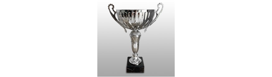 SILVER HANDLED TROPHY CUP ON SILVER RISER AVAILABLE IN 3 SIZES SILVER HANDLED TROPHY CUP ON SILVER RISER AVAILABLE IN 3 SIZES